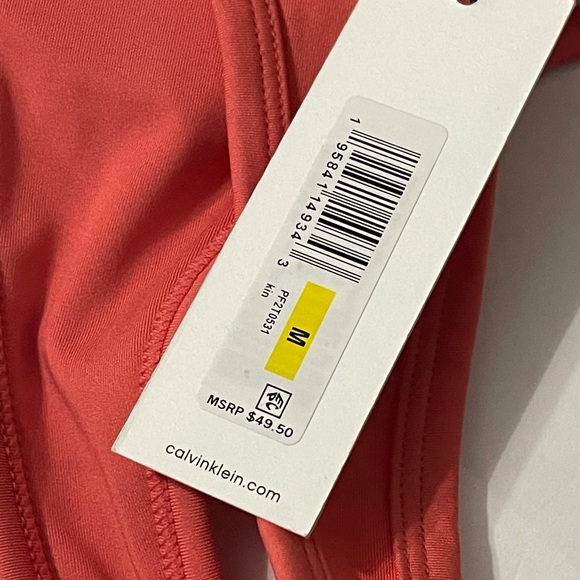 CALVIN KLEIN PERFORMANCE SHIRRED LONG LINE BRA TOP WOMEN REMOVABLE CUPS PINK M - Picture 8 of 9